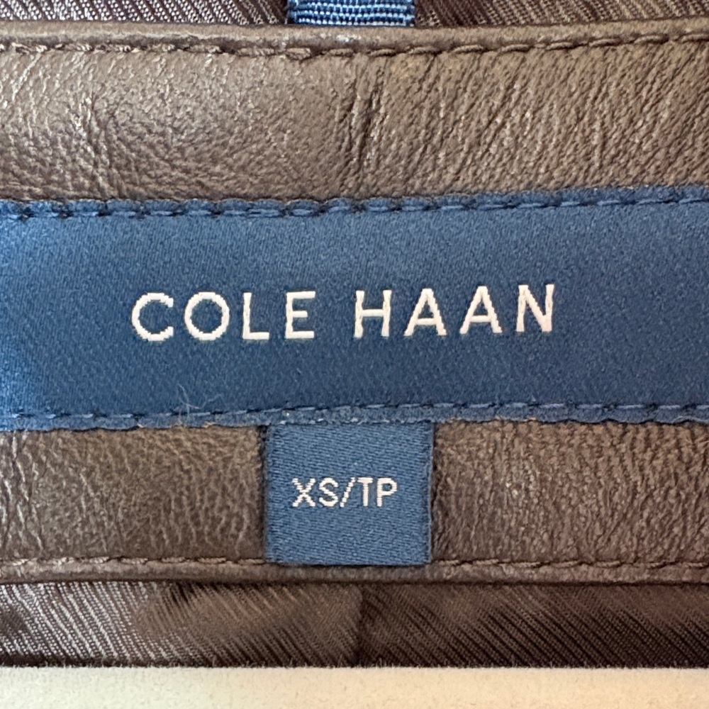 Beautiful Cole Haan Chocolate Brown Leather Jacket with Quilted Shoulders NWOT - Picture 2 of 7